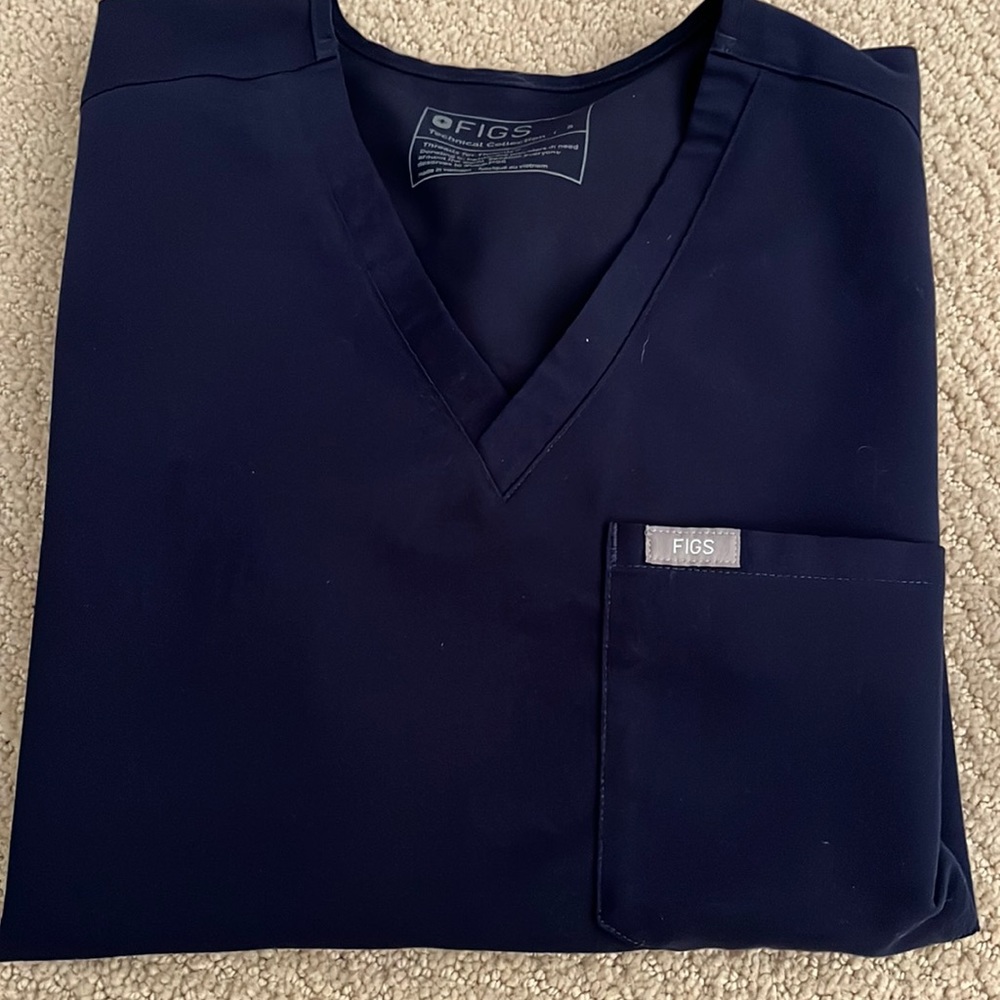 Size small navy figs scrub top
